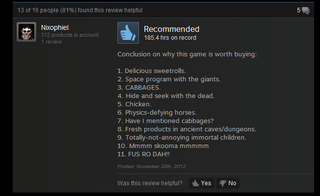 Illustration for article titled Skyrim, As Told By Steam Reviews